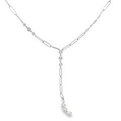 Diamond By The Yards Necklace with Paper-Clip Chain - Natural Diamonds - 14k WG