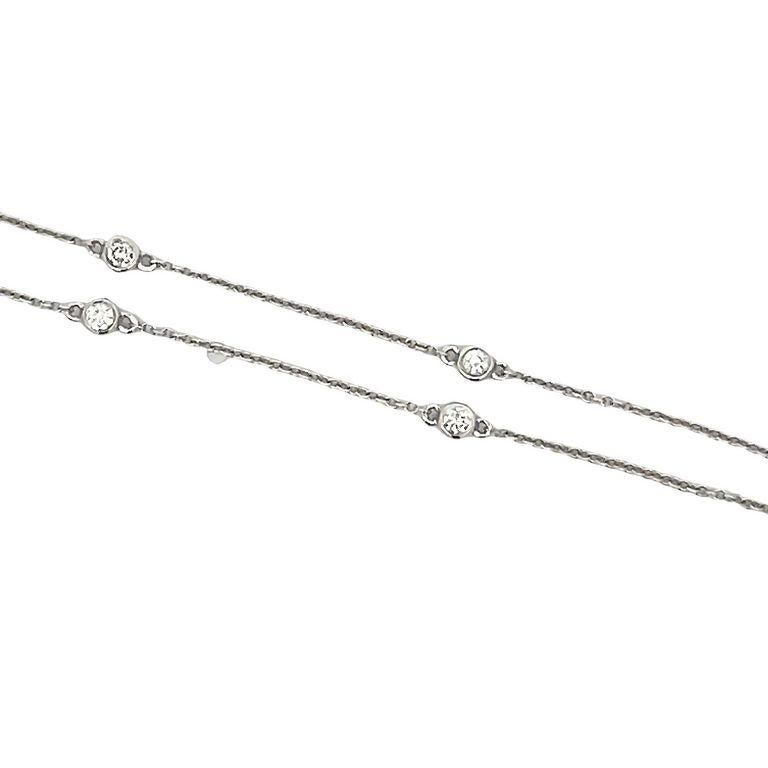 Modern Diamond By Yard Necklace 0.38CT in 14K White Gold For Sale