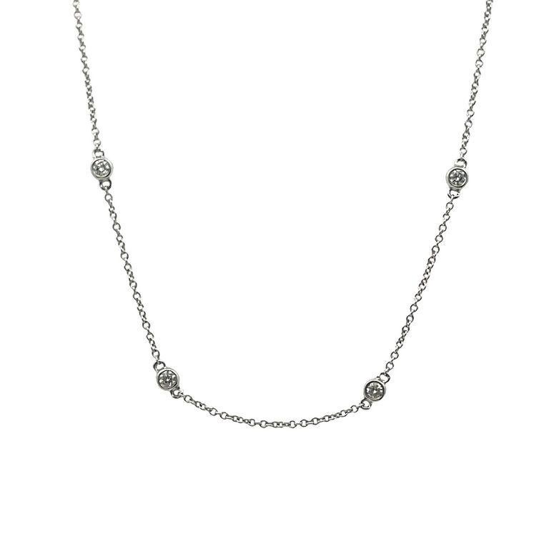 Diamond By Yard Necklace 0.38CT in 14K White Gold In New Condition For Sale In New York, NY