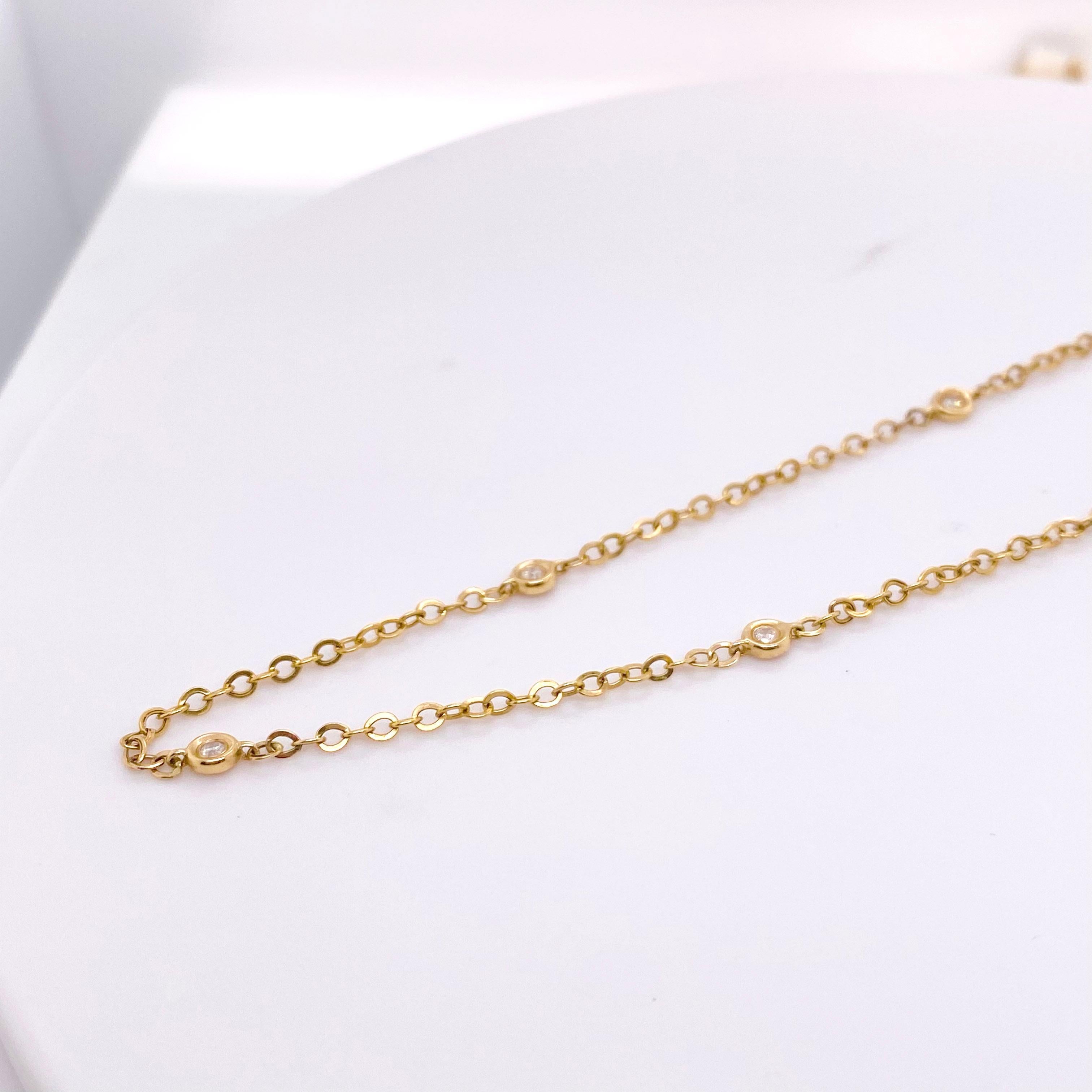 Contemporain Diamond by Yard, Collier, 7 diamants Bezel en or jaune Diamants au pouce en vente