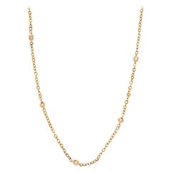 Diamond by Yard, Necklace, 7 Bezel Diamonds in Yellow Gold Diamonds by the Inch