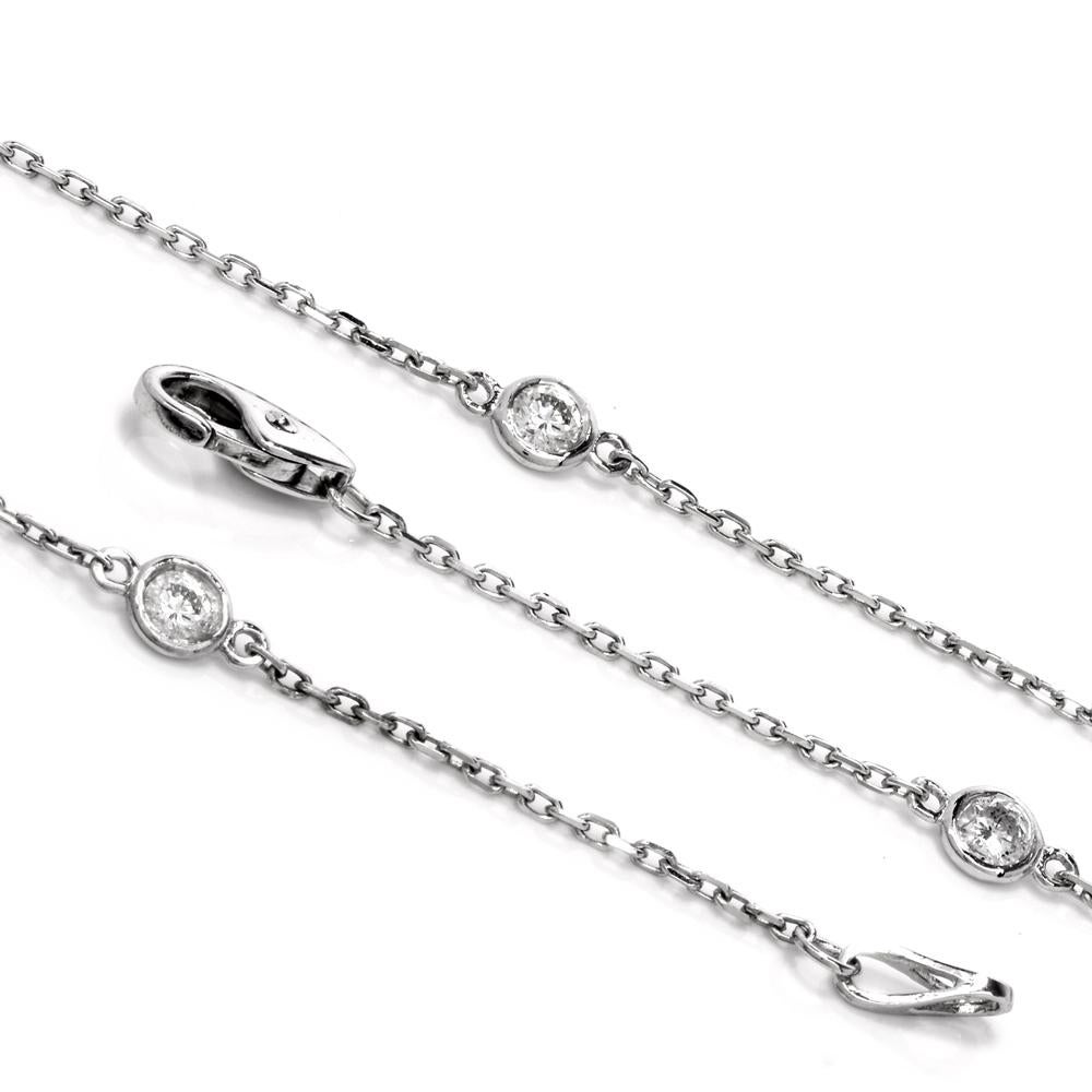 Diamond by Yard White Gold Diamond Necklace Chain In Excellent Condition In Miami, FL