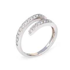 Diamond Bypass Band Sz 8.5 Estate 14k White Gold Ring Fine Jewelry
