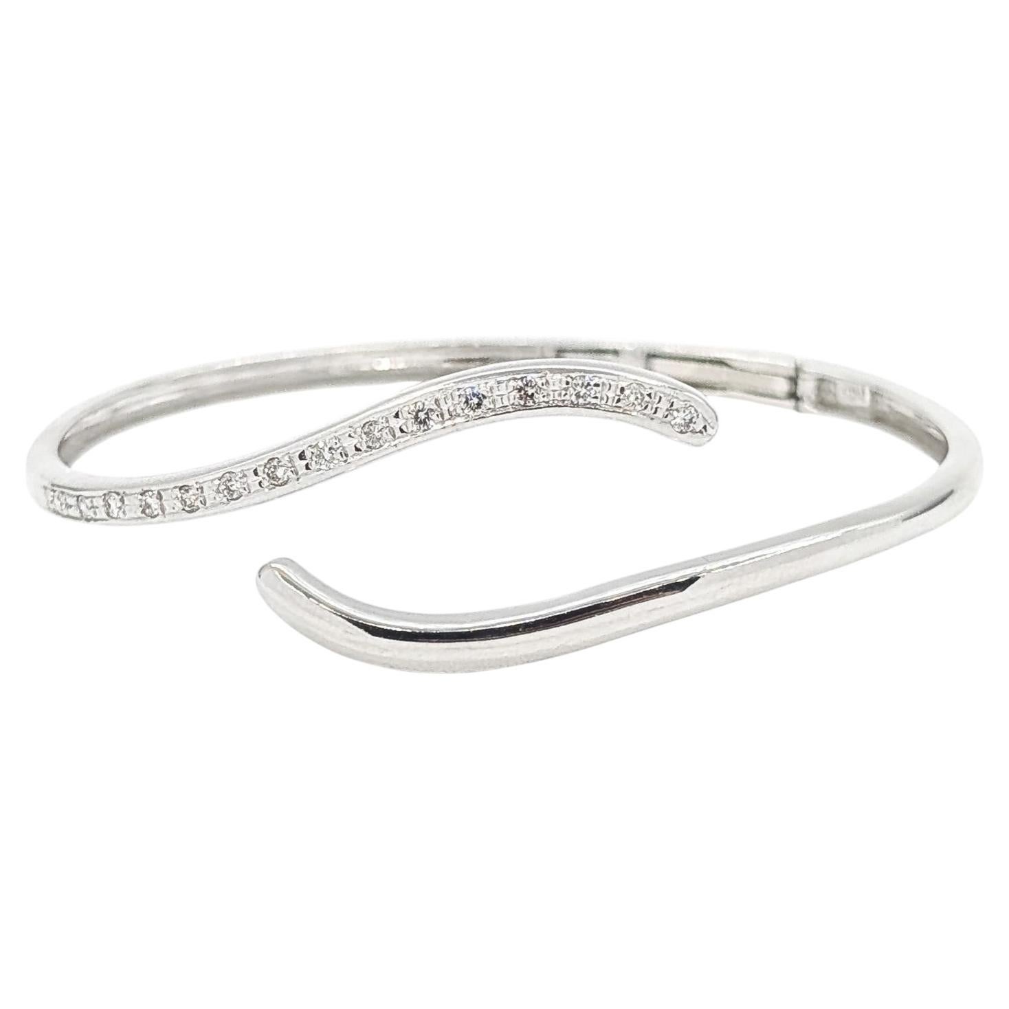 Diamond Bypass Bangle Bracelet in 18k White Gold