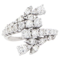 Diamond Bypass Cluster Ring 2.58 Carats 18K White Gold