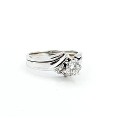 Diamond Bypass Engagement Ring in 14k White Gold