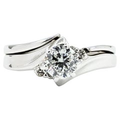 Diamond Bypass Engagement Ring in 14k White Gold