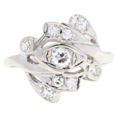 Diamond Bypass Ring, 14K White Gold, Ring, Diamond