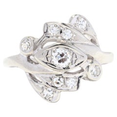 Bague bypass en or blanc 14 carats avec diamants