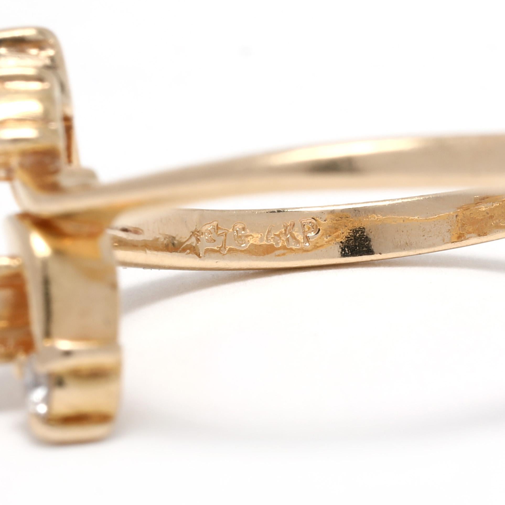 Diamant-Cluster-Ring mit Bypass, 14 Karat Gelbgold, Ringgröße 6,75 für Damen oder Herren im Angebot