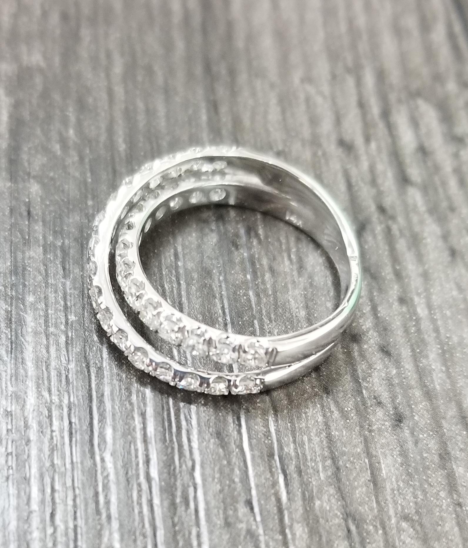 Round Cut Diamond Bypass Ring For Sale