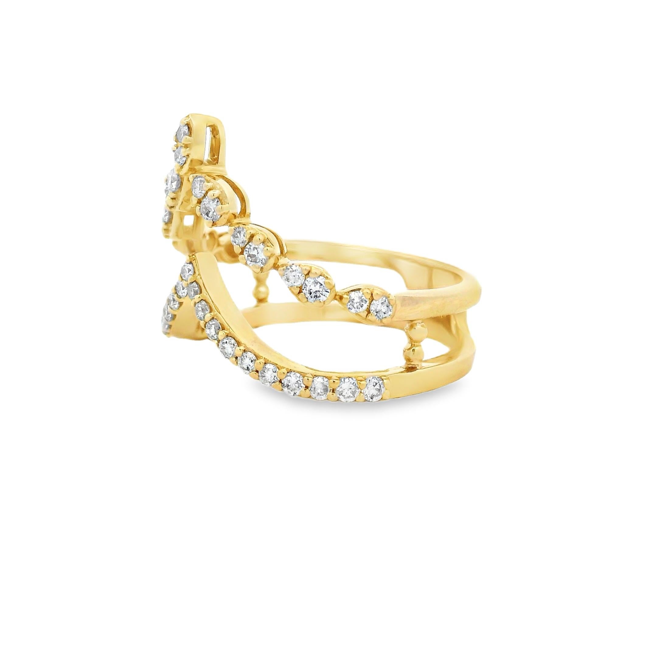 Contemporain Bague bypass en or jaune 14K avec 0.53 carats Taille 7 en vente