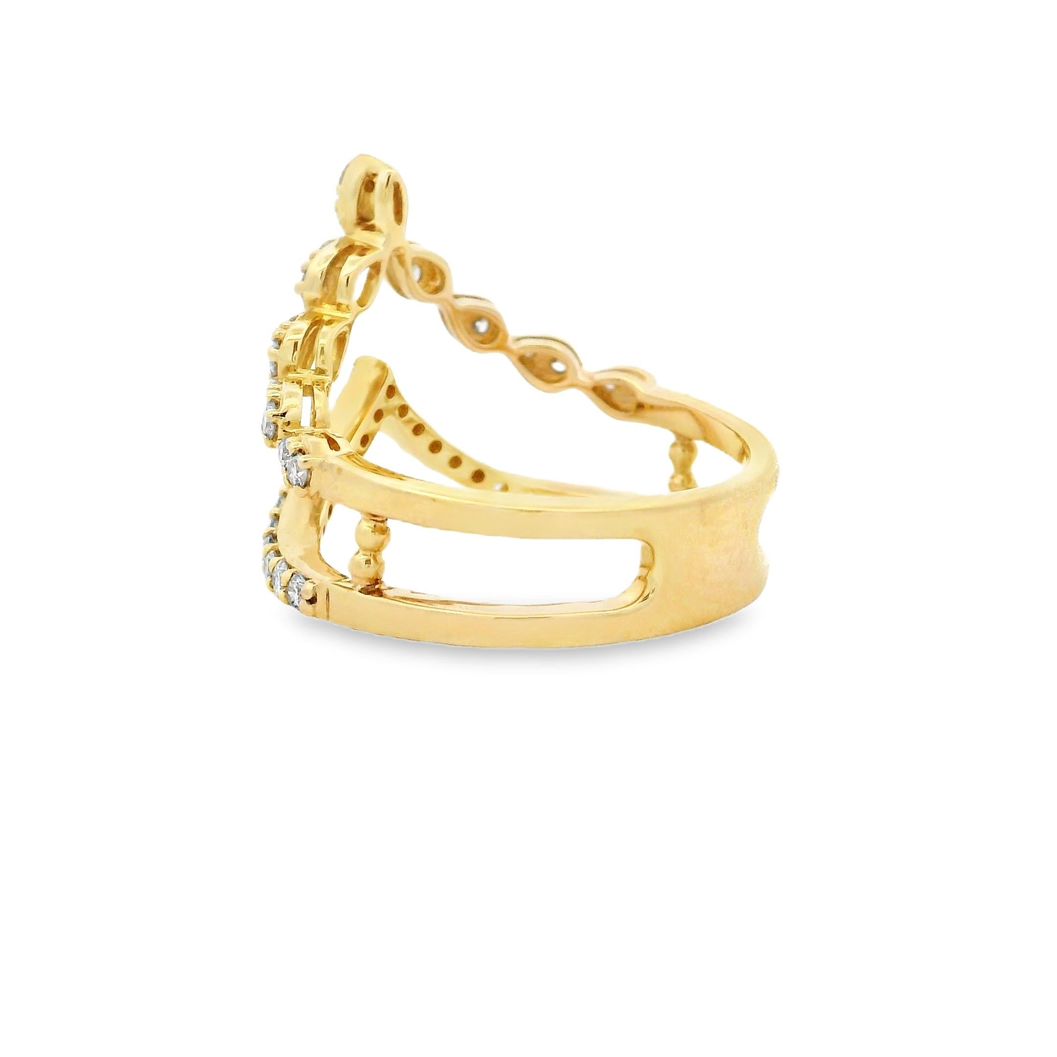Bague bypass en or jaune 14K avec 0.53 carats Taille 7 Neuf - En vente à New York, NY