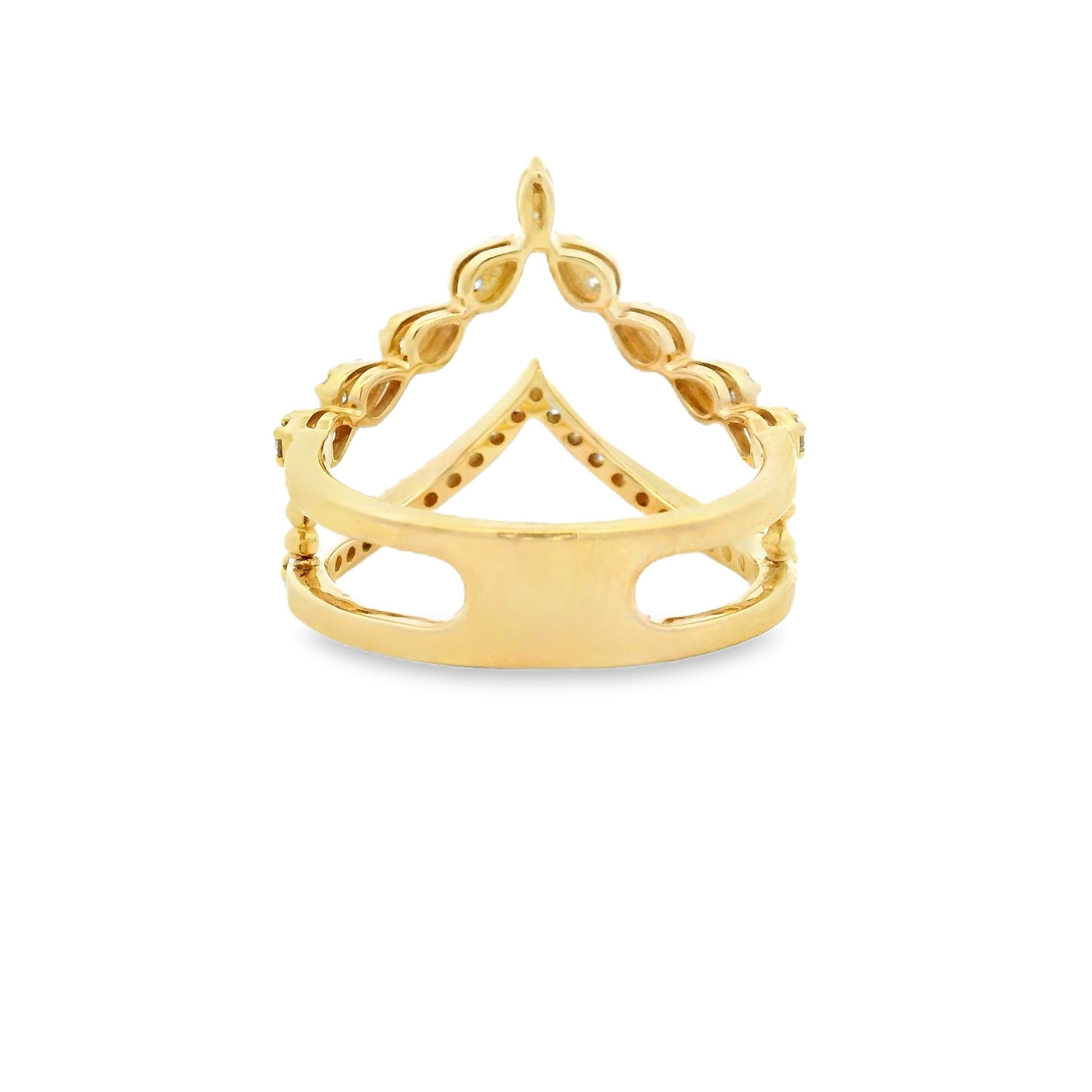 Bague bypass en or jaune 14K avec 0.53 carats Taille 7 Pour femmes en vente