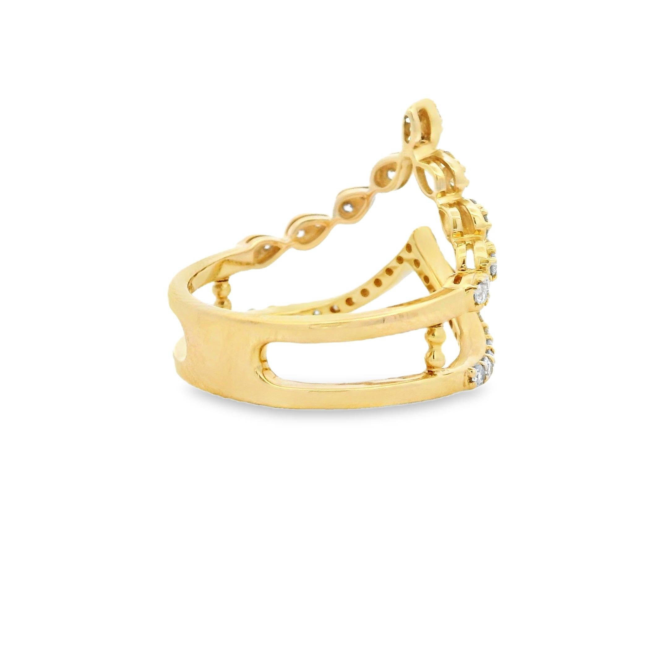 Bague bypass en or jaune 14K avec 0.53 carats Taille 7 en vente 1