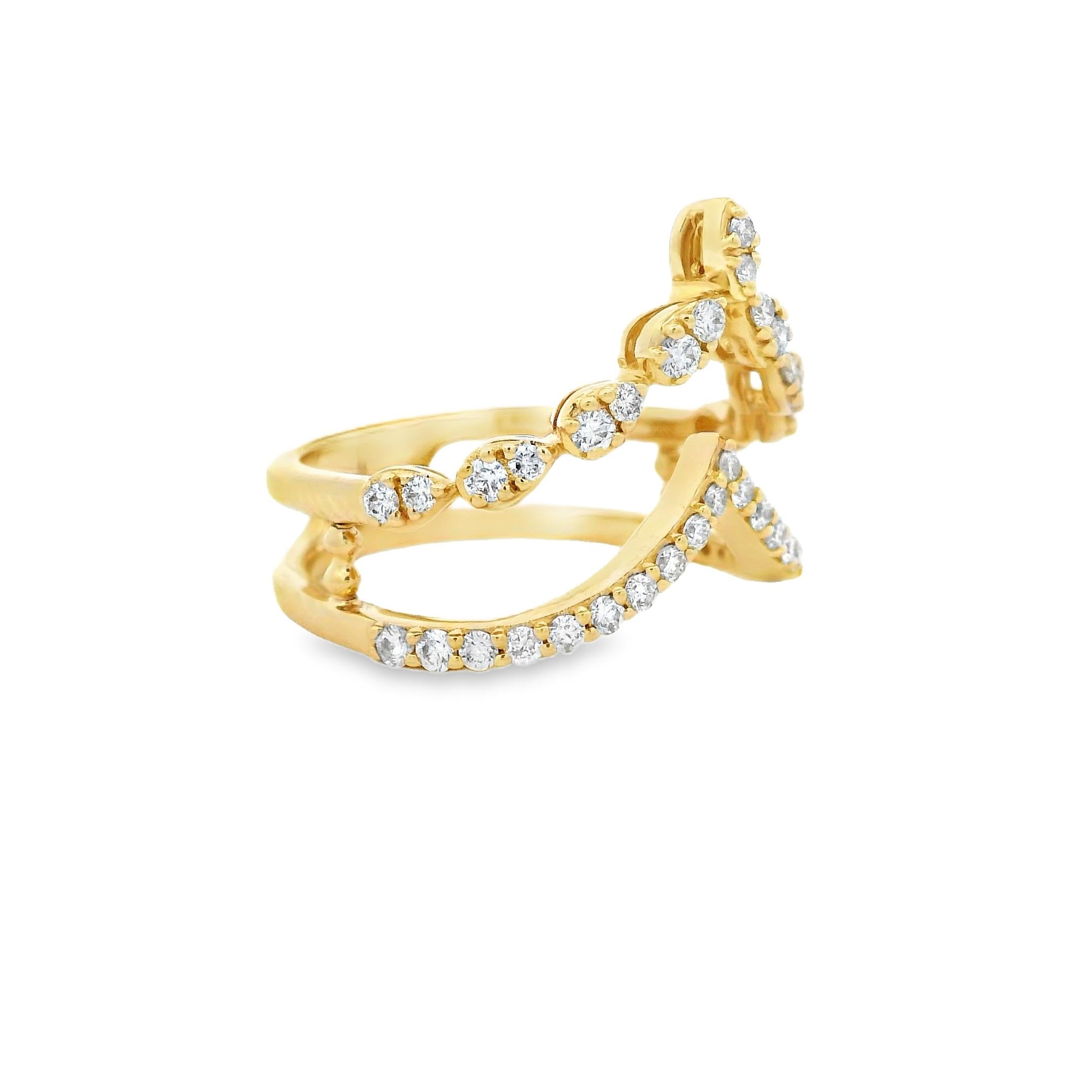 Bague bypass en or jaune 14K avec 0.53 carats Taille 7 en vente 2
