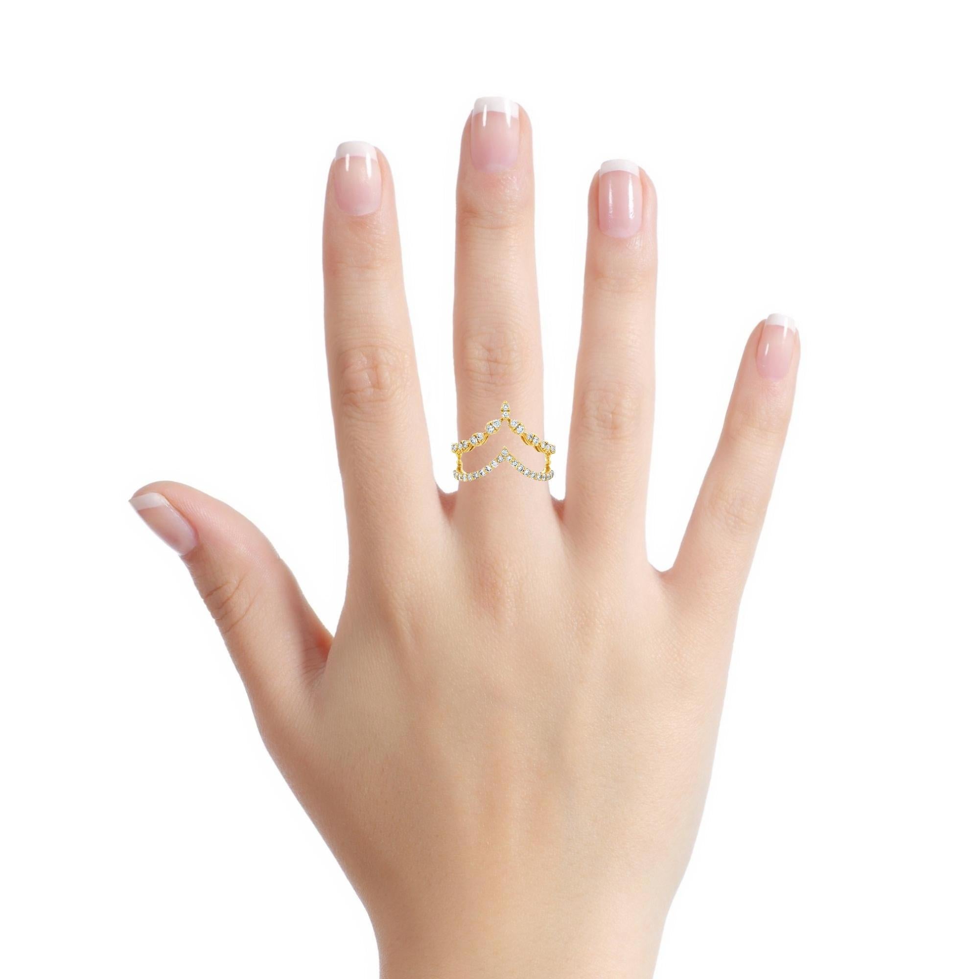 Bague bypass en or jaune 14K avec 0.53 carats Taille 7 en vente 3