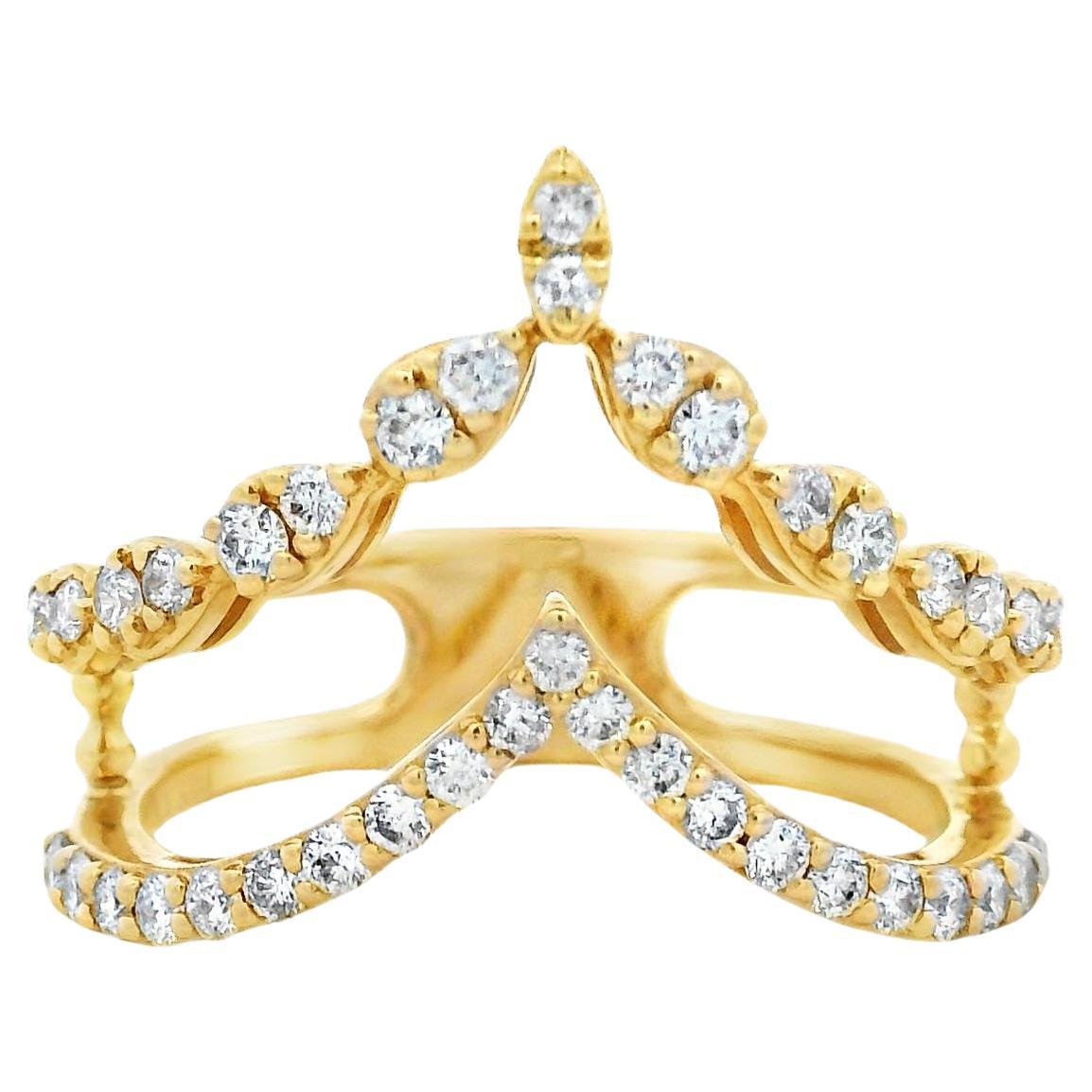 Bague bypass en or jaune 14K avec 0.53 carats Taille 7