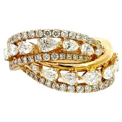 Diamant-Bypass-Ring aus 18 Karat Gelbgold.