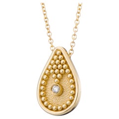 Diamond Byzantine Pear Gold Pendant