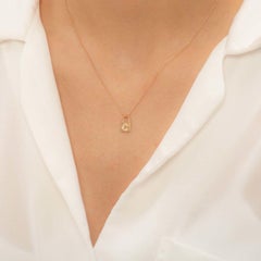 Diamond C Initial Mini Lock Charm Necklace 14K Rose Gold