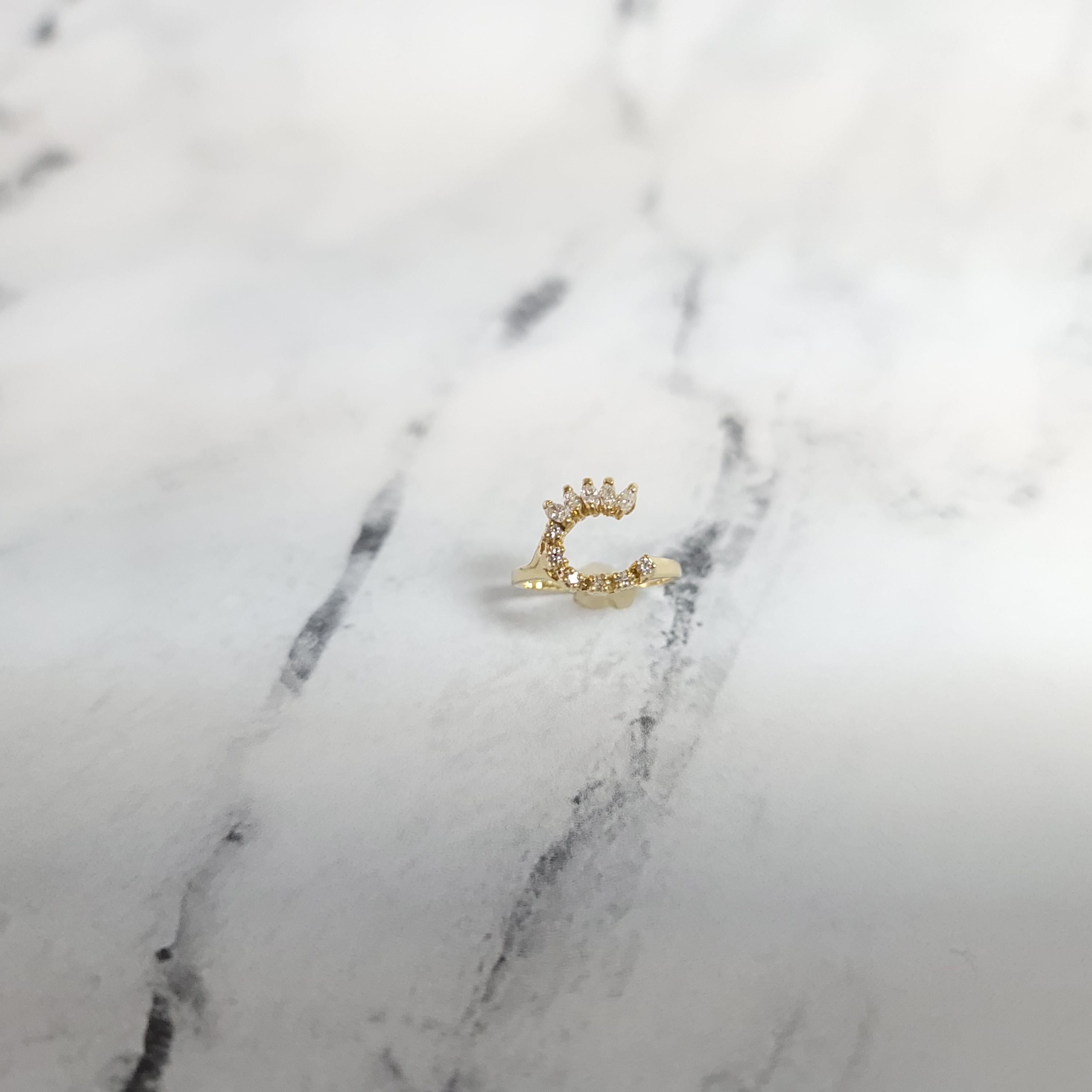 Women's or Men's Diamond 'C' Shaped Ring Wrap/Enhancer .32cttw 14k Yellow Gold For Sale