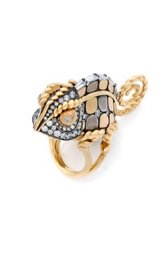 Diamant-Caméléon-Ring aus 18k Gelb- und Roségold von Elie Top