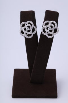 Diamond Camelia Flower Earrings