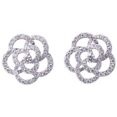 Boucles d'oreilles fleur de camélia en diamant