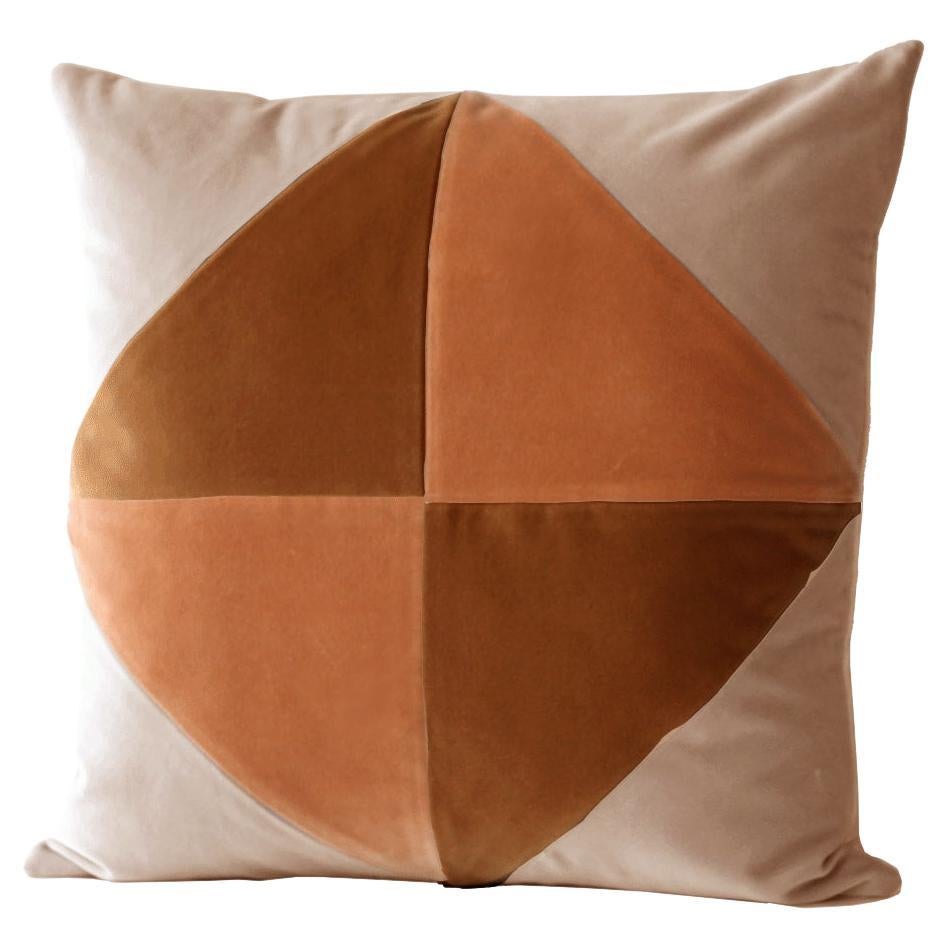 Diamond Cappuccino, Camel and Brown Velvet Deluxe Patchwork Pillow For Sale