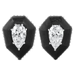 Boucles d'oreilles en fibre de carbone et diamant avec vestes