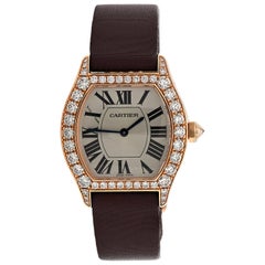 Montre Cartier Tortue Diamant en or rose:: petit modèle