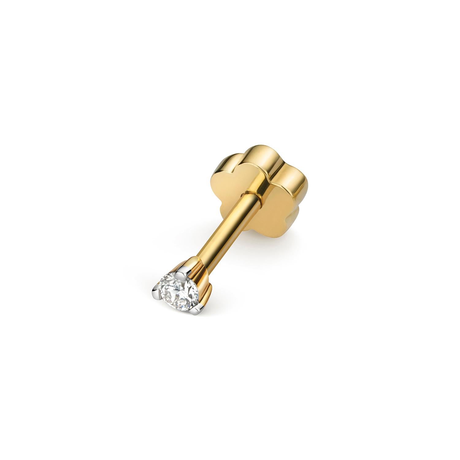 DIAMOND CARTILAGE 3 CLAW STUD IN 18CT Gold In New Condition For Sale In Ilford, GB