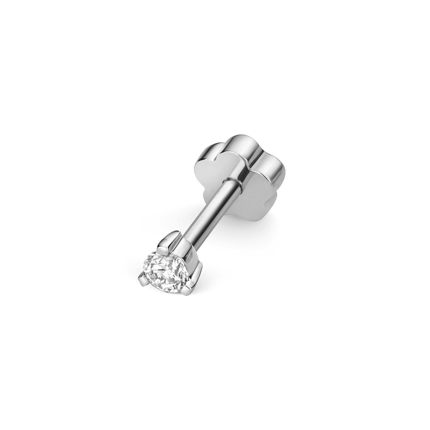 DIAMOND CARTILAGE 3 CLAW STUD IN 18CT WHITE Gold In New Condition For Sale In Ilford, GB