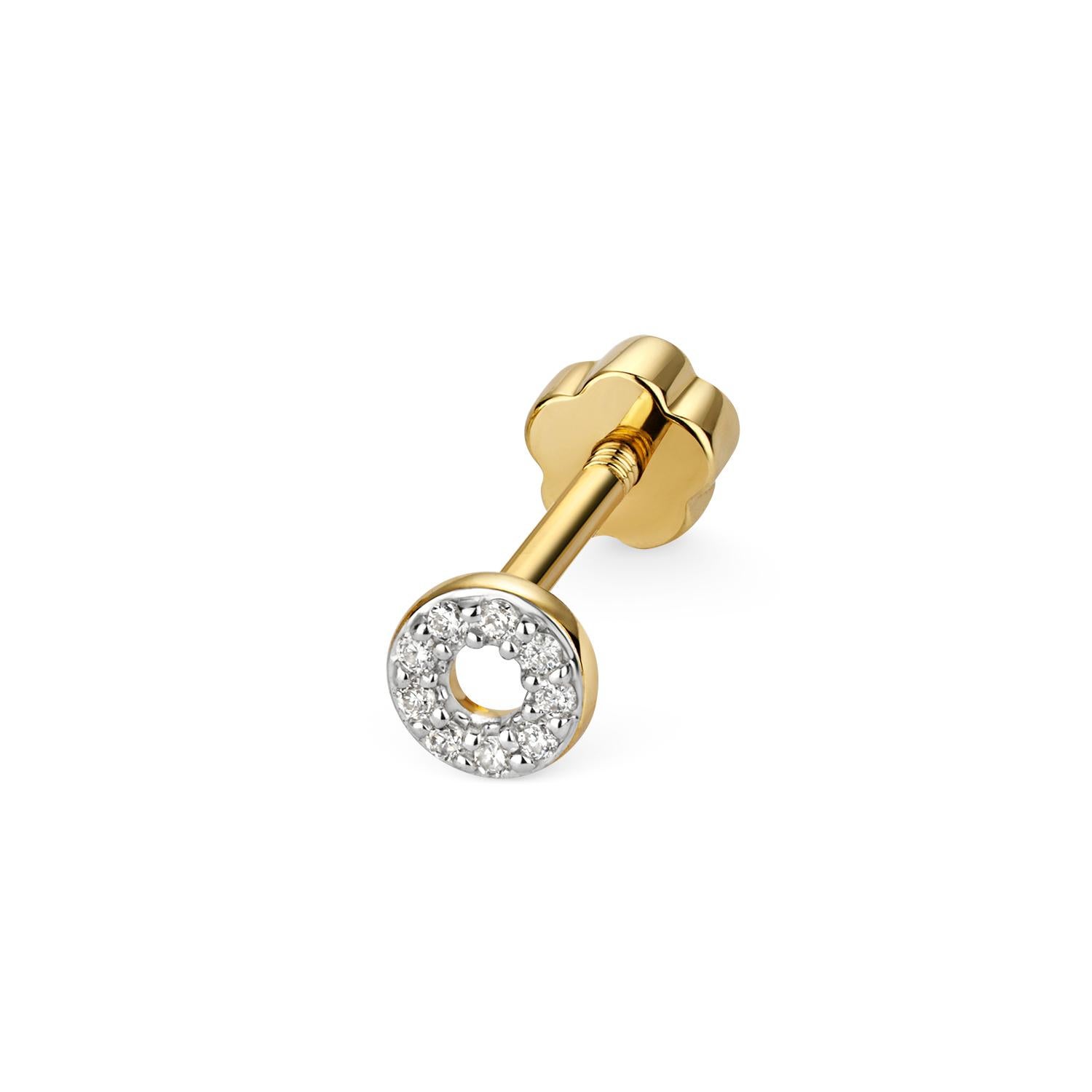 DIAMOND CARTILAGE CIRCLE STUD IN 9CT Gold In New Condition For Sale In Ilford, GB