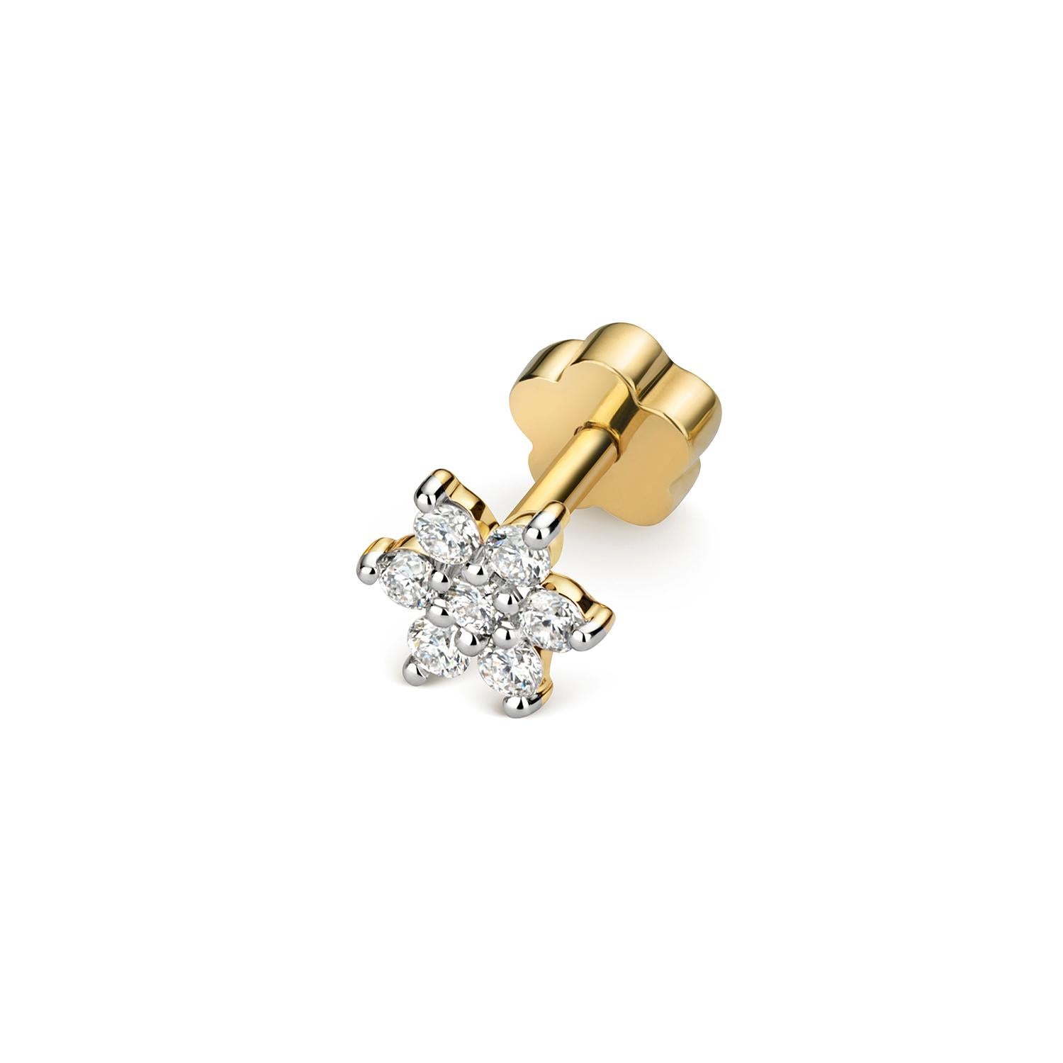 DIAMOND CARTILAGE FLOWER STUD IN 9CT Gold In New Condition For Sale In Ilford, GB