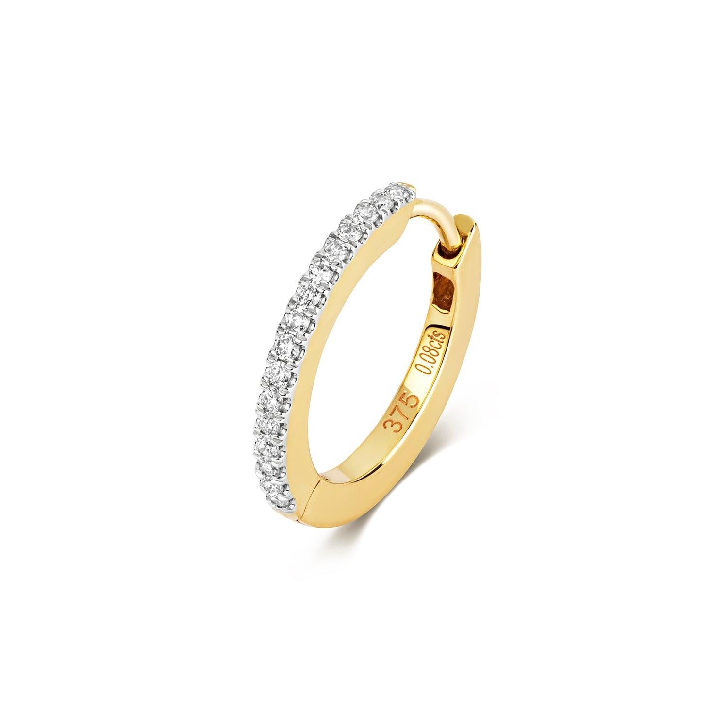 Women's DIAMOND CARTILAGE HOOP Earring IN 9CT GOLD For Sale
