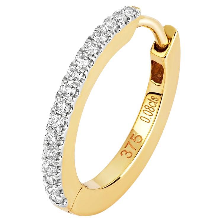 DIAMOND CARTILAGE HOOP Earring IN 9CT GOLD For Sale