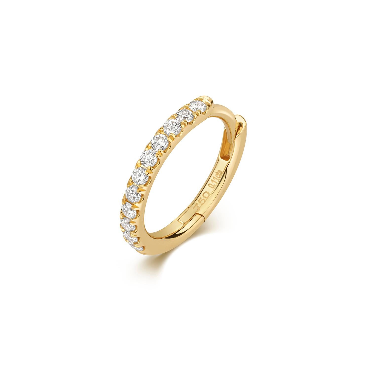 DIAMOND CARTILAGE HOOP IN 18CT GOLD 10mm In New Condition For Sale In Ilford, GB