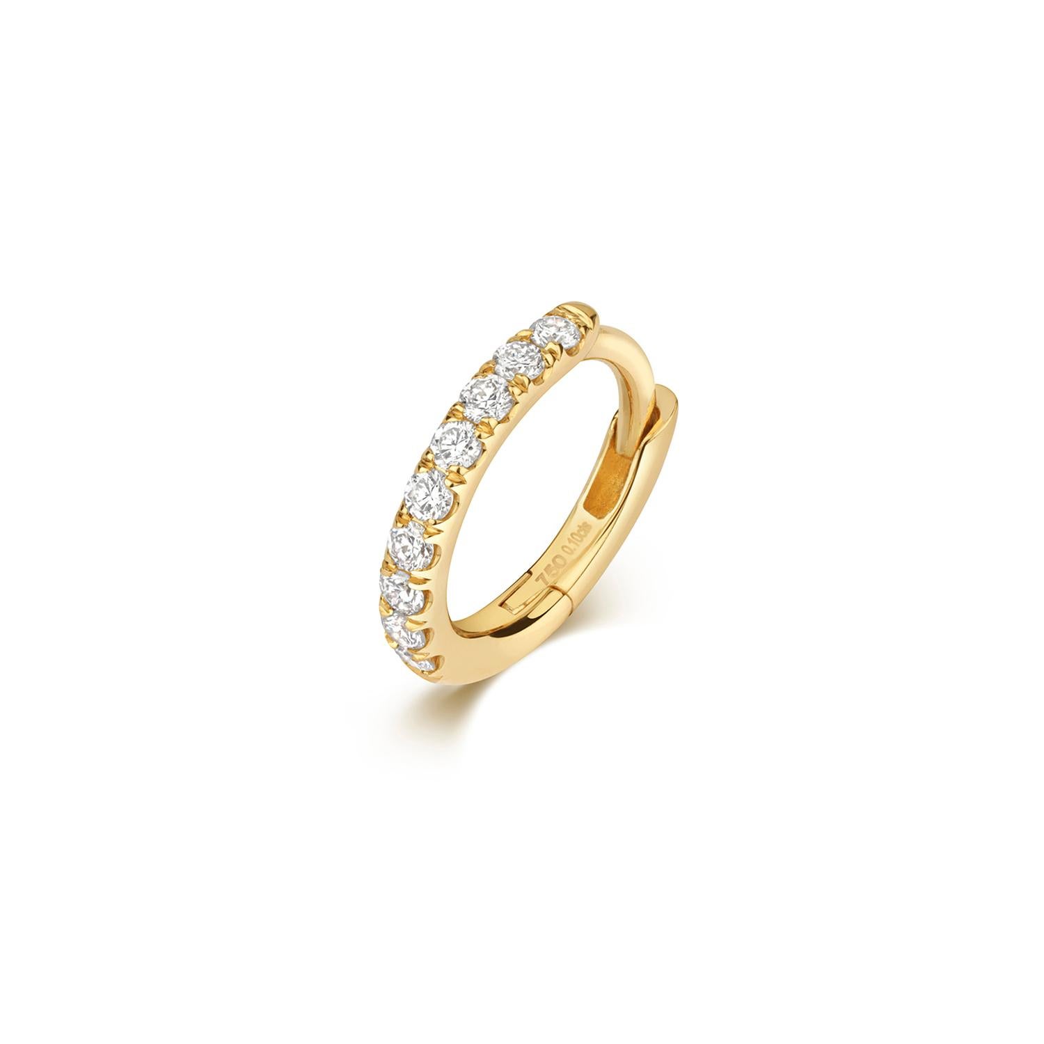 DIAMOND CARTILAGE HOOP IN 18CT GOLD 8mm In New Condition For Sale In Ilford, GB