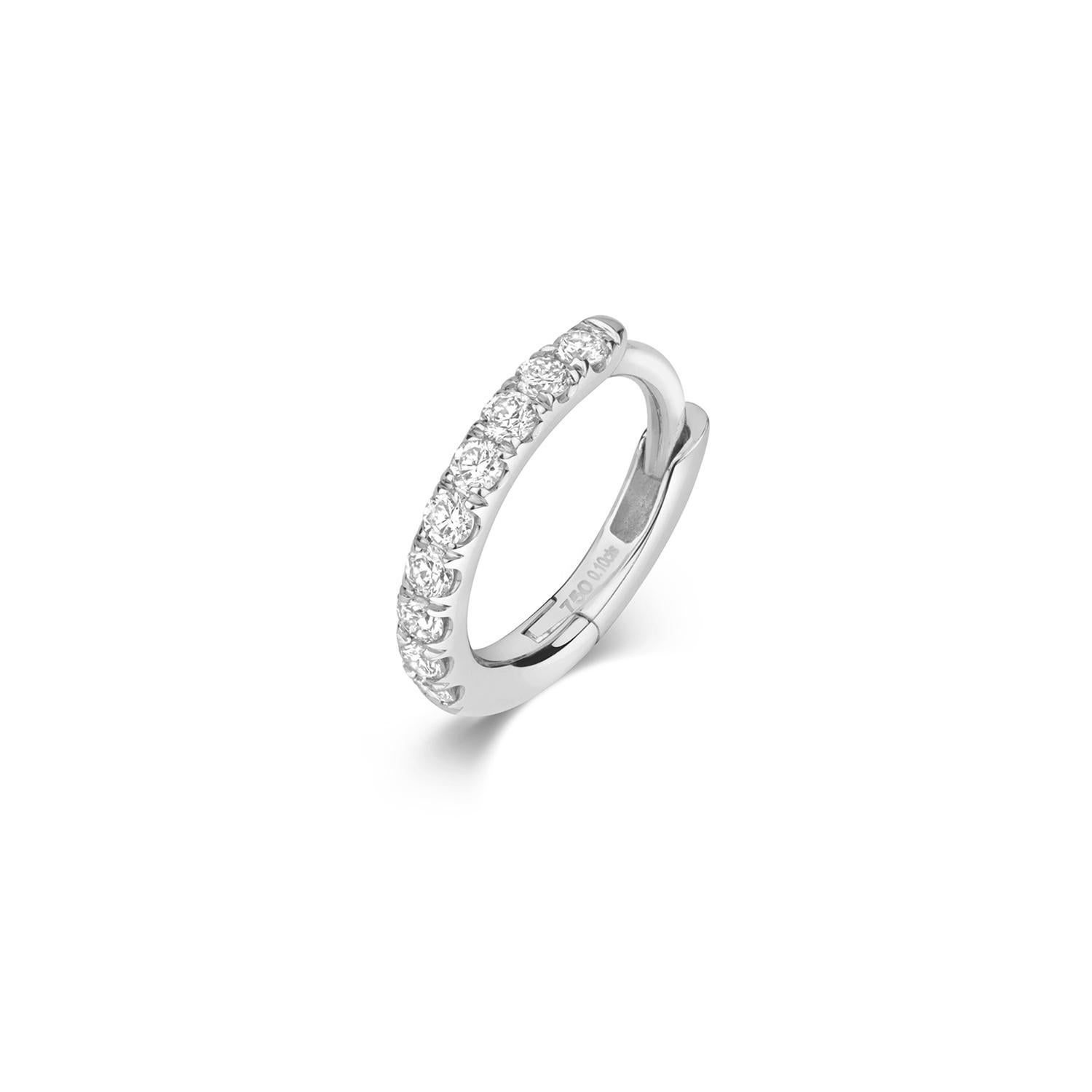 DIAMOND CARTILAGE HOOP IN 18CT WHITE GOLD 8mm 0.8cm In New Condition For Sale In Ilford, GB