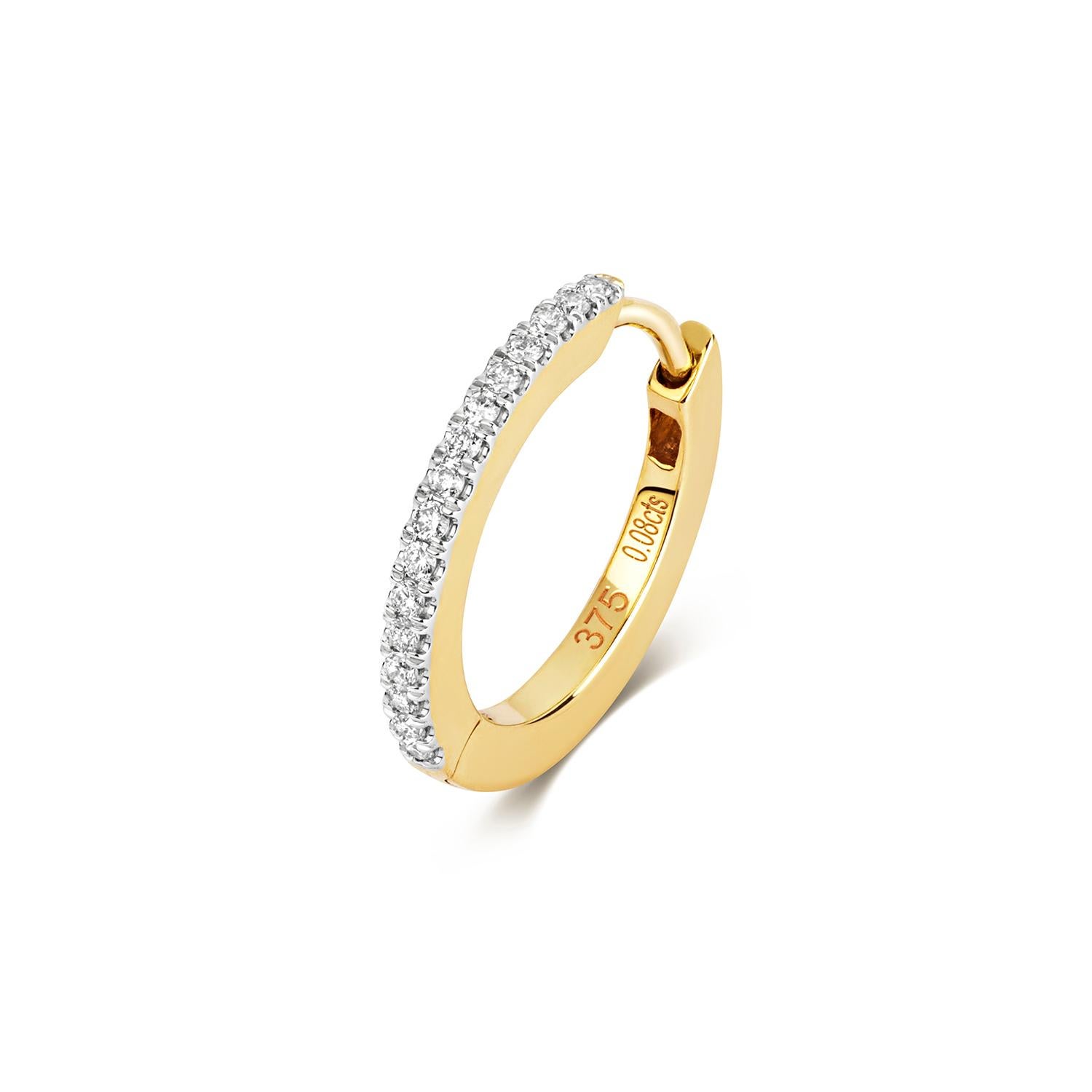 DIAMOND CARTILAGE HOOP IN 9CT Gold In New Condition For Sale In Ilford, GB