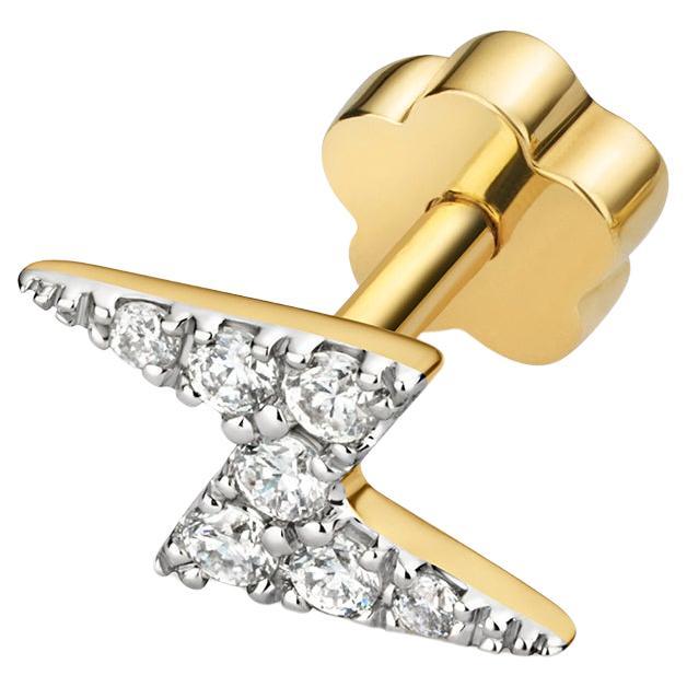 DIAMOND CARTILAGE Lightening BOLT STUD IN 9CT GOLD For Sale