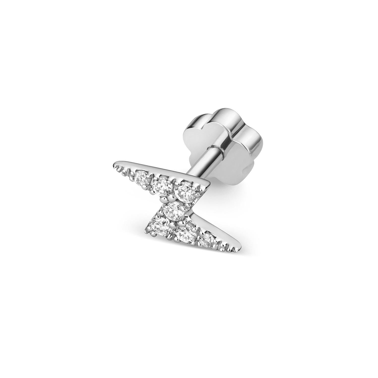 DIAMOND CARTILAGE Lightening BOLT STUD IN 9CT WHITE GOLD For Sale