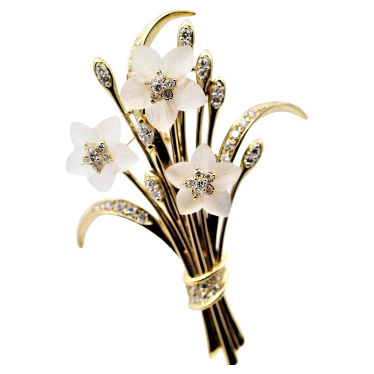 1950s vintage rhinestone pins, a bouquet of flowers, vintage rhinestone pin