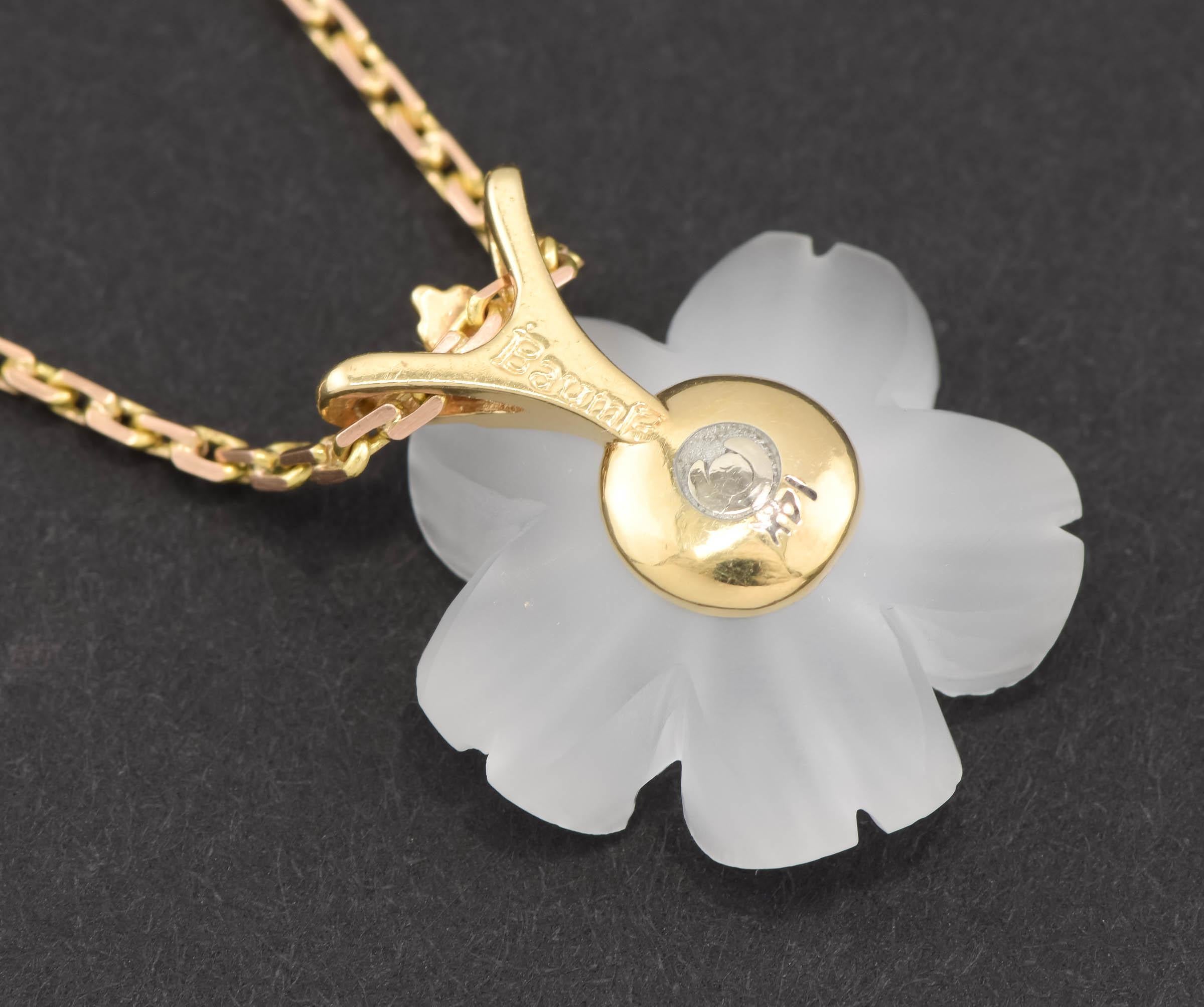 Diamond & Carved Rock Crystal Flower Blossom Necklace by Baumstein and Feder 2
