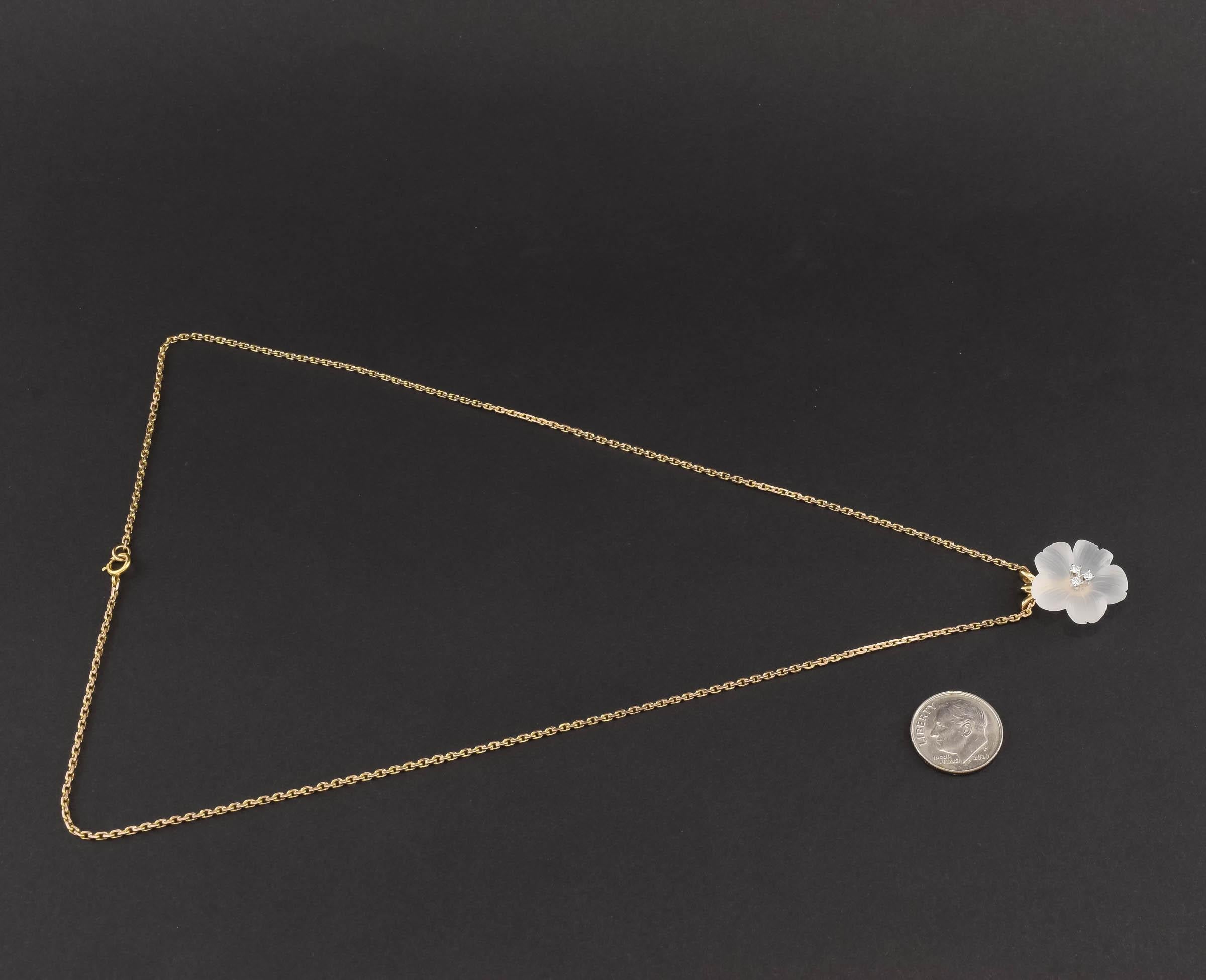 Diamond & Carved Rock Crystal Flower Blossom Necklace by Baumstein and Feder 3