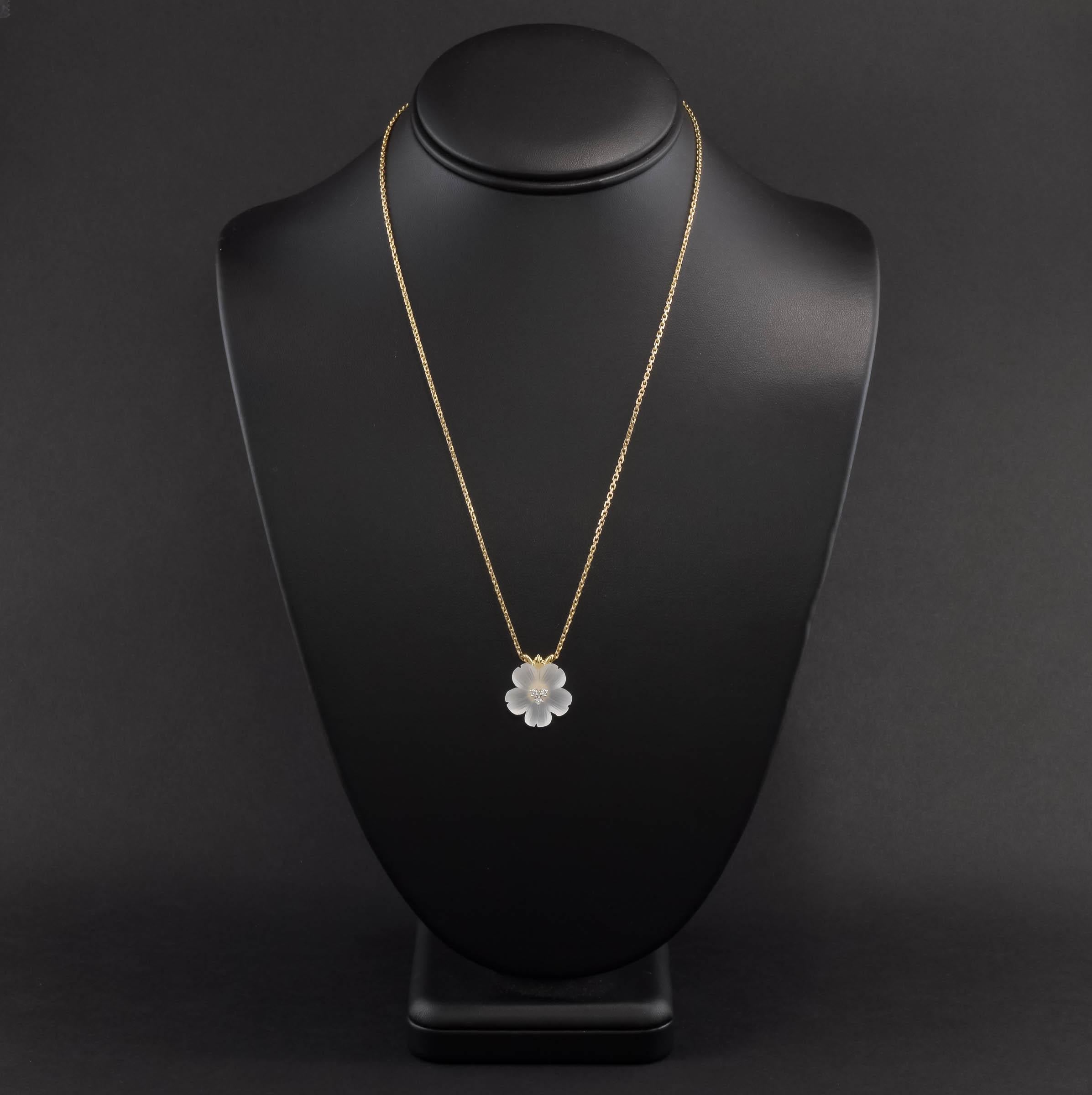 Diamond & Carved Rock Crystal Flower Blossom Necklace by Baumstein and Feder 4