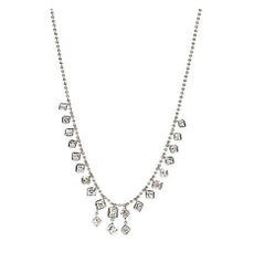 4.75 TW Diamond Cascade Tiered Necklace W/G Bezel set Princess Cut Diamonds 