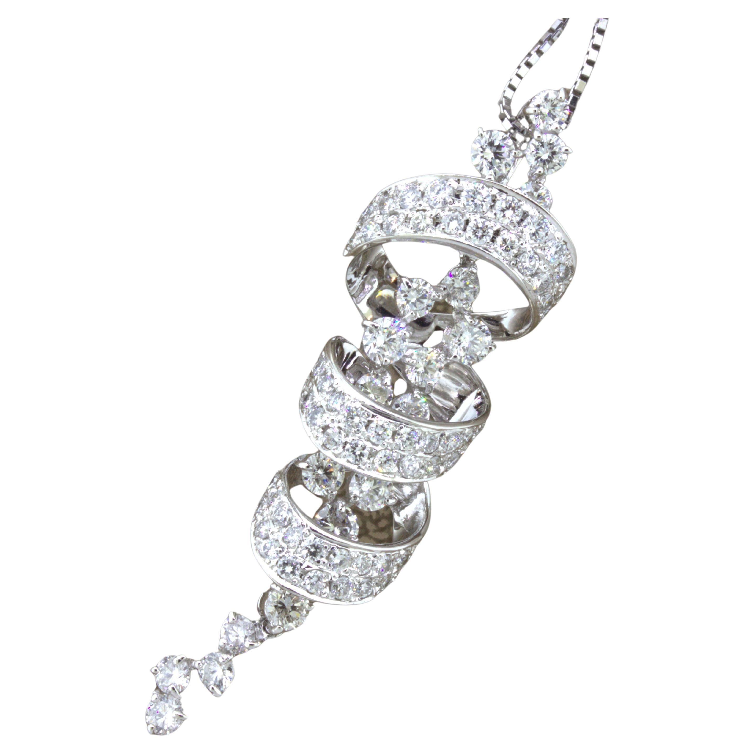 Diamond Cascade Waterfall Platinum Dangle Pendant